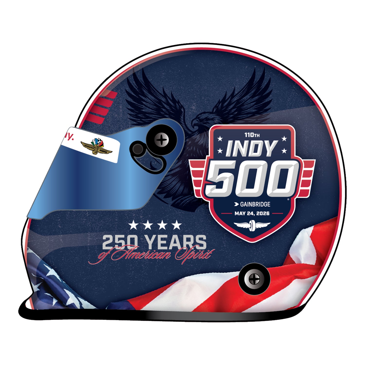 2026 Indy 500 Mini Helmet in Blue - Left Side View