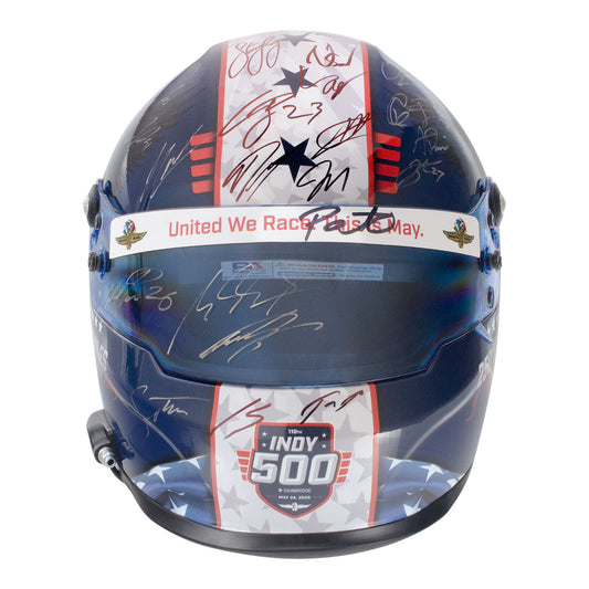 2026 Indy 500 Full Size Helmet Full Field Autographed Auction In Blue, White & Red - Front View