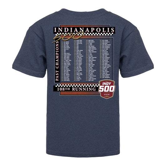 2024 Indy 500 Past Champions Youth T-Shirt - back view
