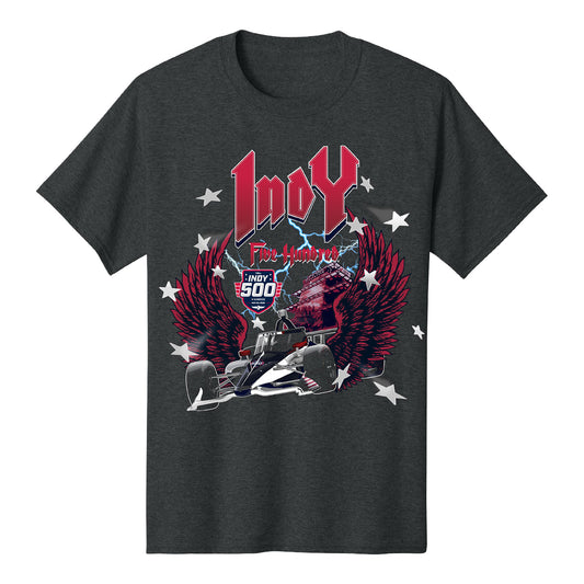 2026 Indy 500 Car Graphic Youth Tee in Black - Front View