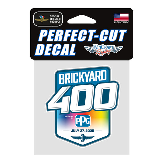 2025 Brickyard 400 Perfect Cut Decal 4x4 - Front View