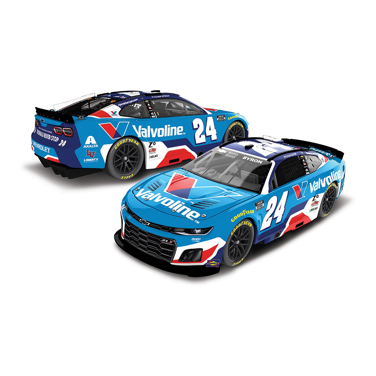 2025 William Byron Valvoline 1/64 Diecast - Front and Back View