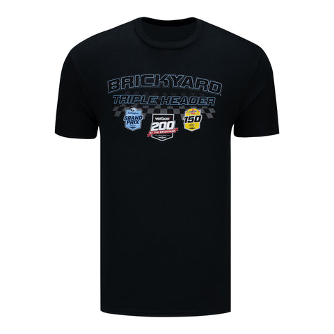 2023 Brickyard Triple Header T-Shirt in black, front view