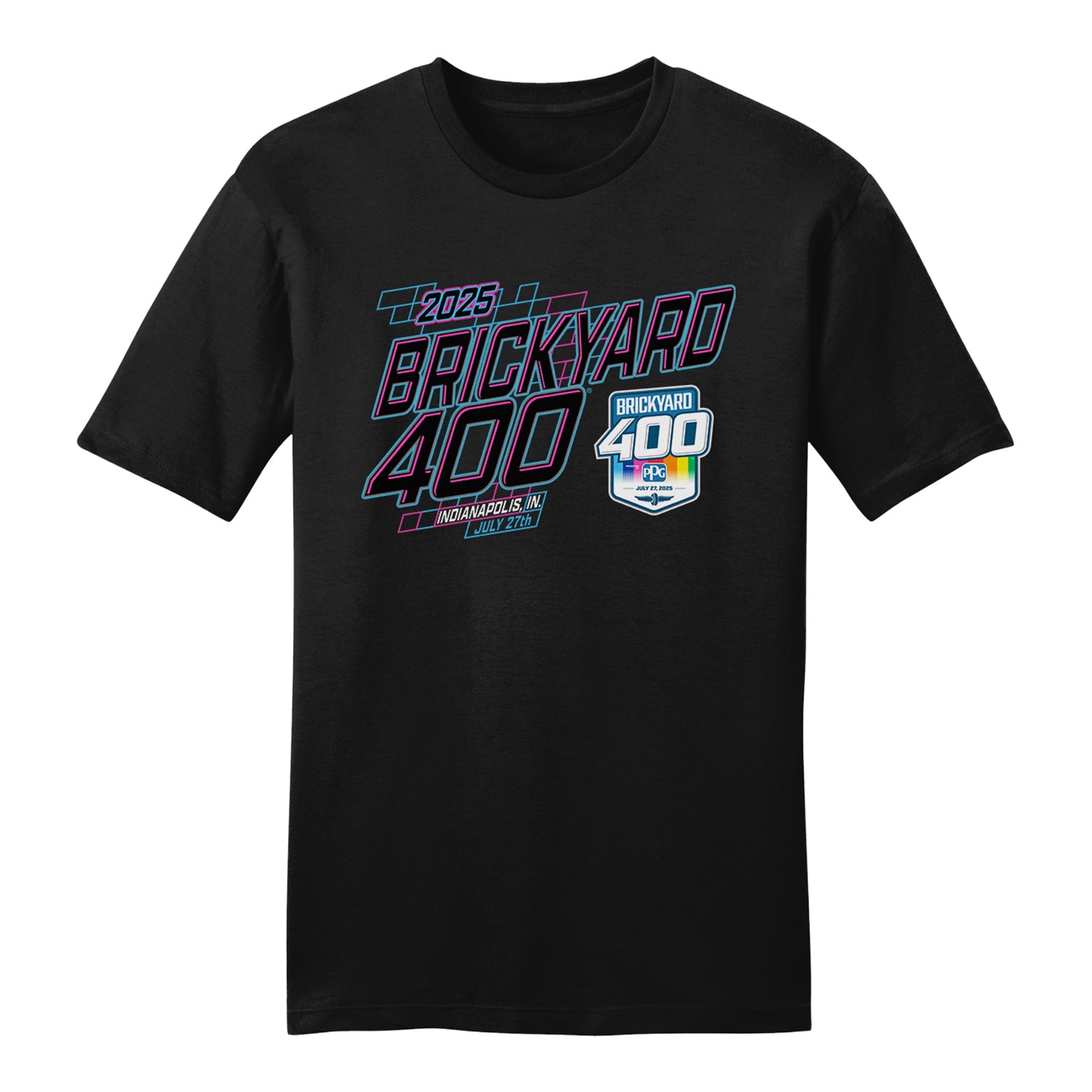 2025 Brickyard 400 Ghost Car T-Shirt in Black - Front View