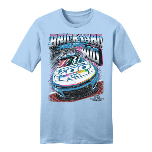 2025 Brickyard 400 Throwback T-Shirt in Blue - Front View