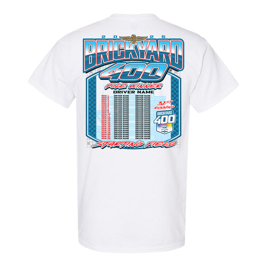 2025 Brickyard 400 Starting Field T-Shirt in White - Back View