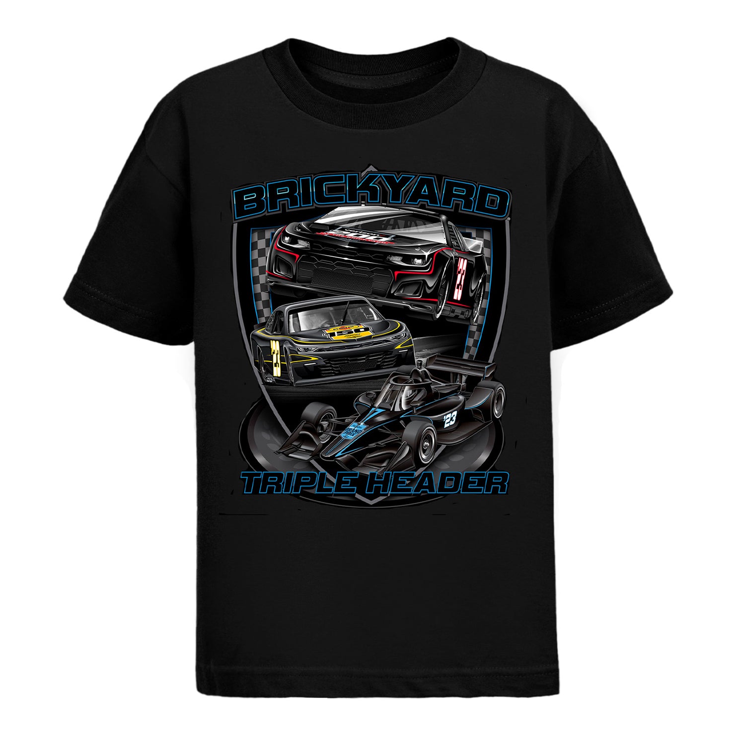 2023 Youth Brickyard Triple Header T-Shirt in Black - Back View