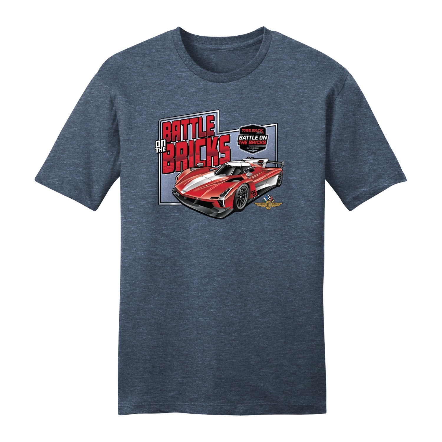 2025 TireRack.com Battle on the Bricks Multi-Class T-Shirt in Blue - Front View