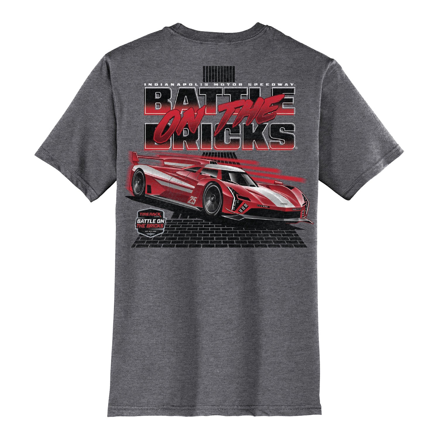 2025 TireRack.com Battle on the Bricks Event T-Shirt in Grey - Back View