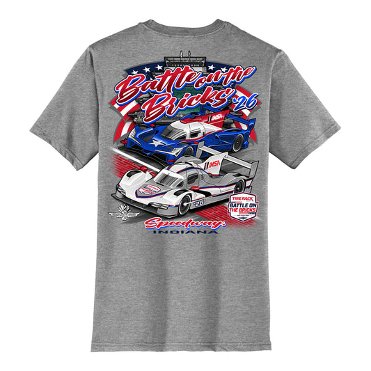2026 IMSA Battle on the Brick Event T-shirt in Grey - Back View