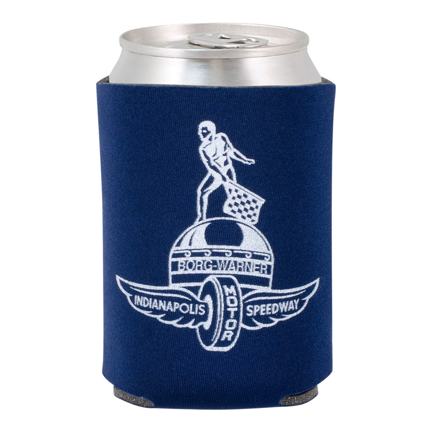 Wing Wheel Flag Brog Warner Trophy Can Cooler 12oz - Front View