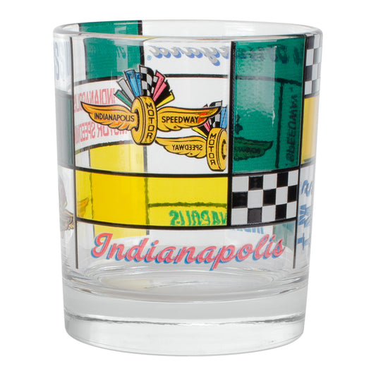 Wing Wheel Flag 7 Stripe Rock Glass In Multi-Color - Side View 1