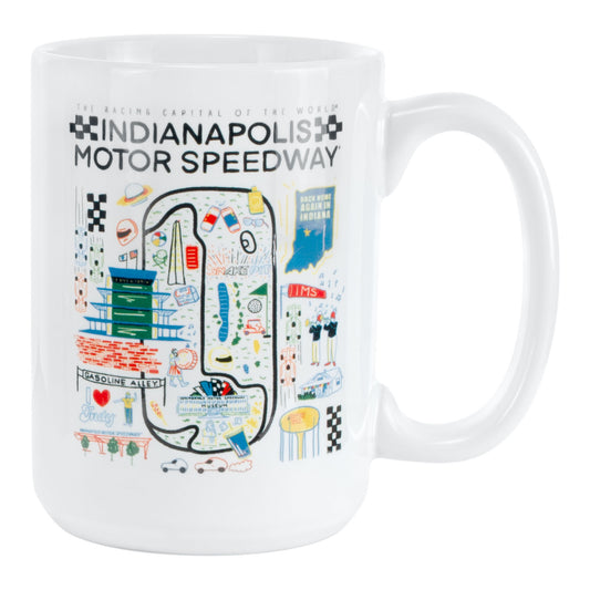 Indianapolis Motor Speedway Scenic Design Mug in White - Front View