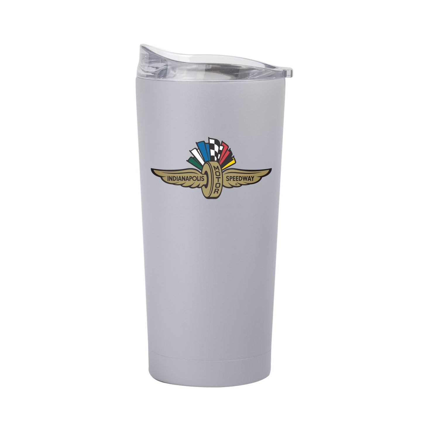 Wing Wheel Flag Powder Coat Tumbler 20oz Stone - front view