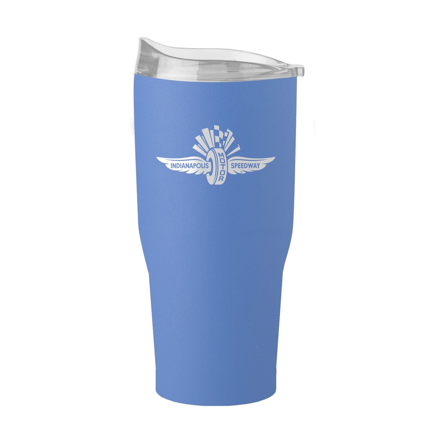 Wing Wheel Flag Powder Coat Tumbler 30oz Artic Blue - front view