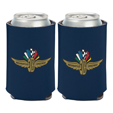 Wing Wheel Flag Navy Can Cooler 12oz - front view