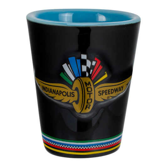 Wing Wheel Flag 7 Stripe 3D Shot Glass - front view