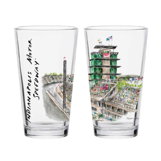 Indianapolis Motor Speedway Watercolor Front Stretch Pint Glass