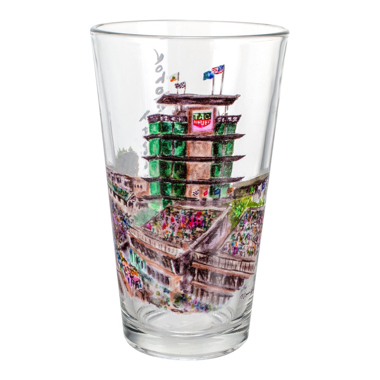 Indianapolis Motor Speedway Watercolor Front Stretch Pint Glass