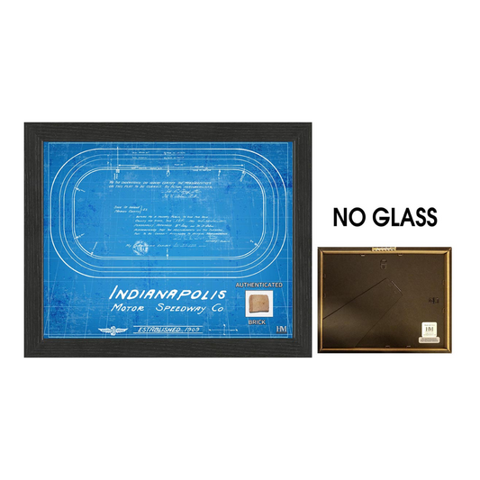 Indianapolis Motor Speedway Blueprint Frame Piece with Brick - front view