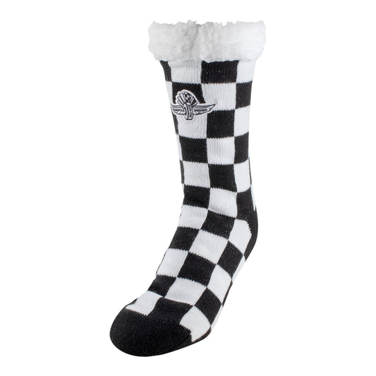 Wing Wheel Flag Checkered Footy Socks - Front View