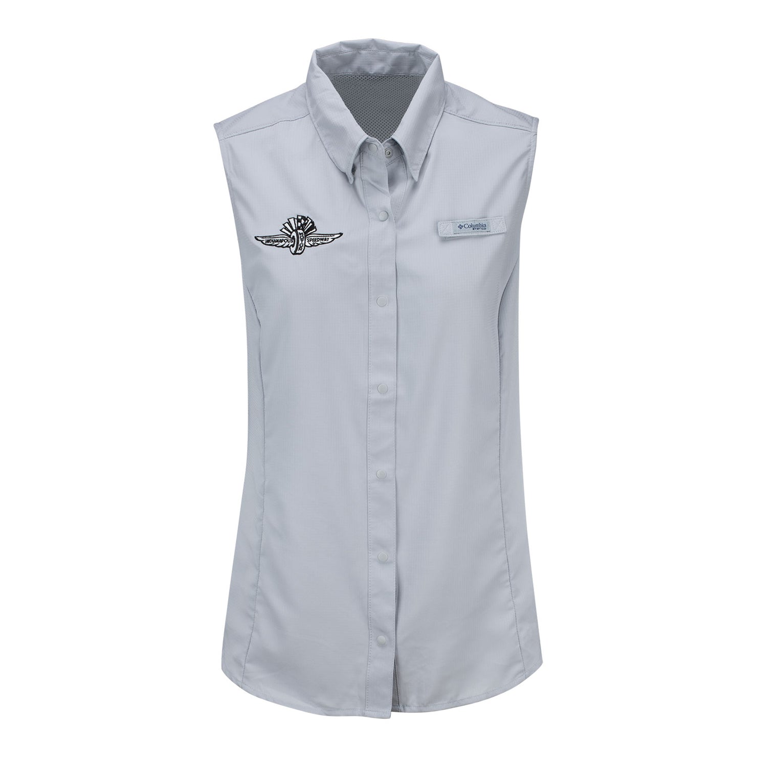 Ladies Wing Wheel Flag Columbia Tamiami Sleeveless Polo - front oview