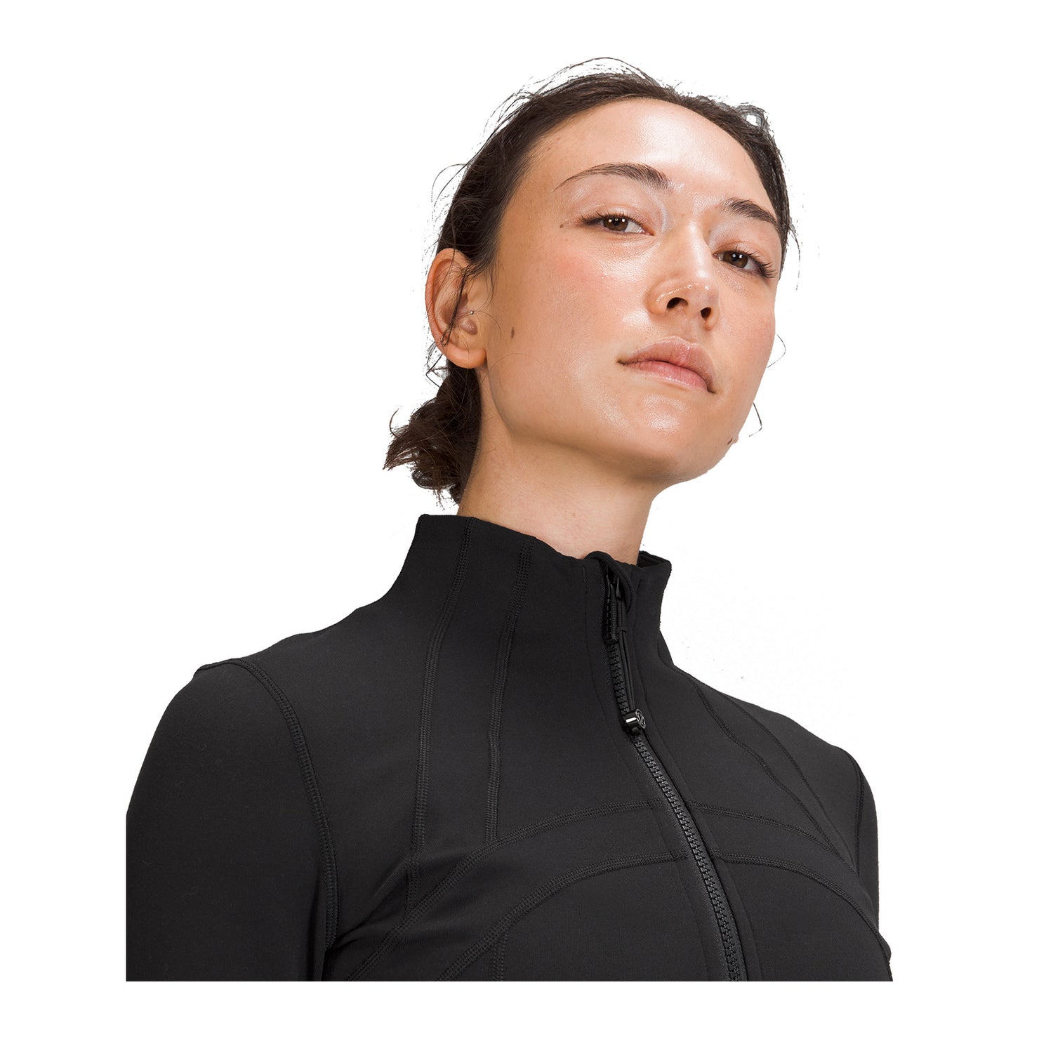 lululemon Wing and Wheel Define Full Zip Jacket in black, up close top of front view