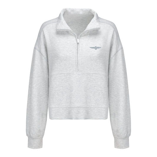 WWF Ladies Travis Mathew Skyloft Soft 2.0 1/2 Zip in White - Front View