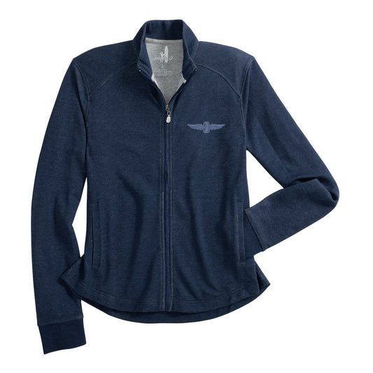 Ladies Wing & Wheel Johnnie-O Tomi Full-Zip in blue - Front View