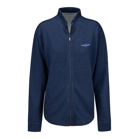 Ladies Wing & Wheel Johnnie-O Tomi Full-Zip in Blue - Front View