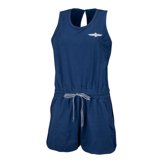 Ladies Wing Wheel Flag Elevation Romper in Blue - Front View