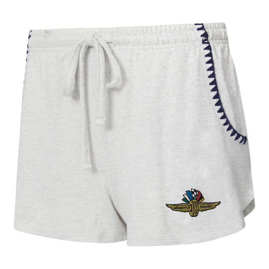 Ladies Wing Wheel Flag Stitched Shorts in grey - Front Left View