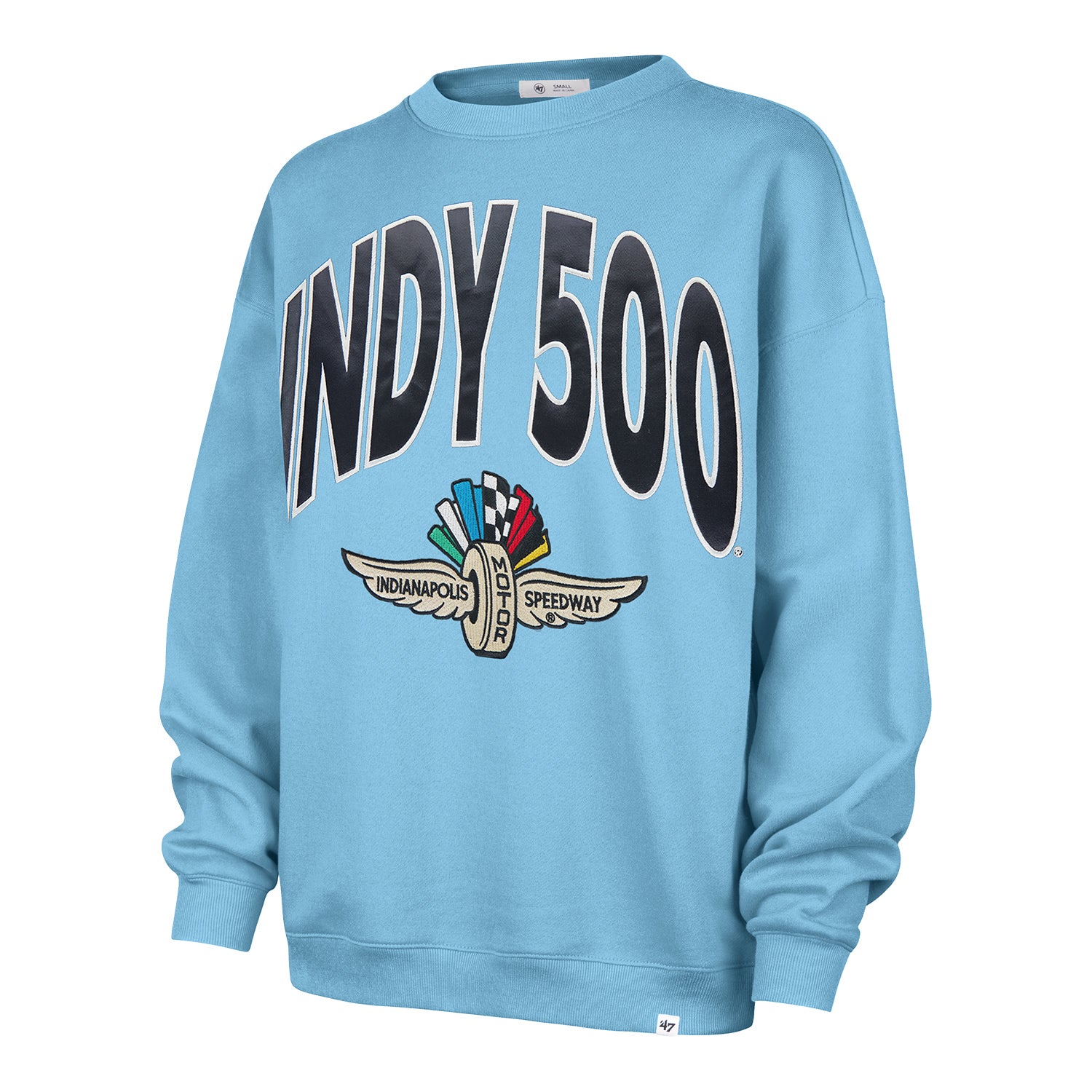 Indianapolis Motor Speedway Women's 47' Oversized Crewneck in Blue - Front View