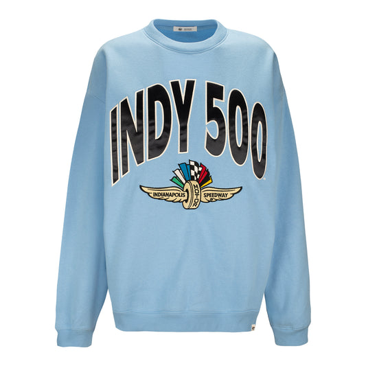 Indianapolis Motor Speedway Women's '47 Brand Oversized Crewneck in Blue - Front View