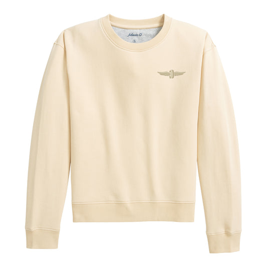 Ladies Wing & Wheel Johnnie-O Penny Crewneck in White - Front View