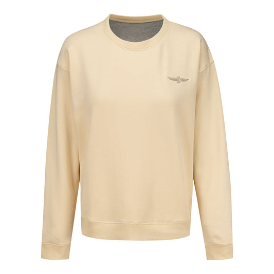 Ladies Wing & Wheel Johnnie-O Penny Crewneck in Yellow - Front view