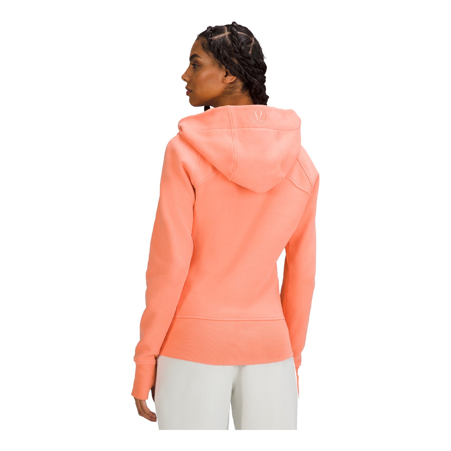 lululemon Wing and Wheel Scuba Full Zip Hoodie in coral, full back  view