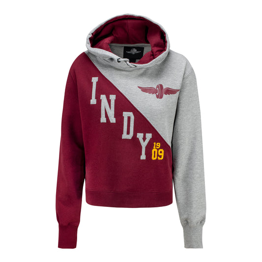 Indy 500 Ladies Cropped Colorblock Hoodie - front view
