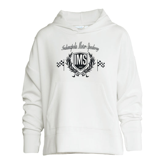 Indianapolis Motor Speedway Collegiate 1909 Cashmere Hoodie in White - Front View