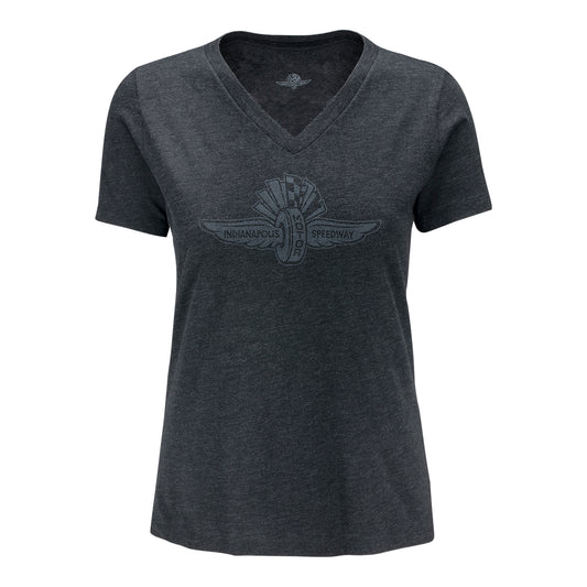 Ladies WWF Tonal V-Neck in Grey- Front View