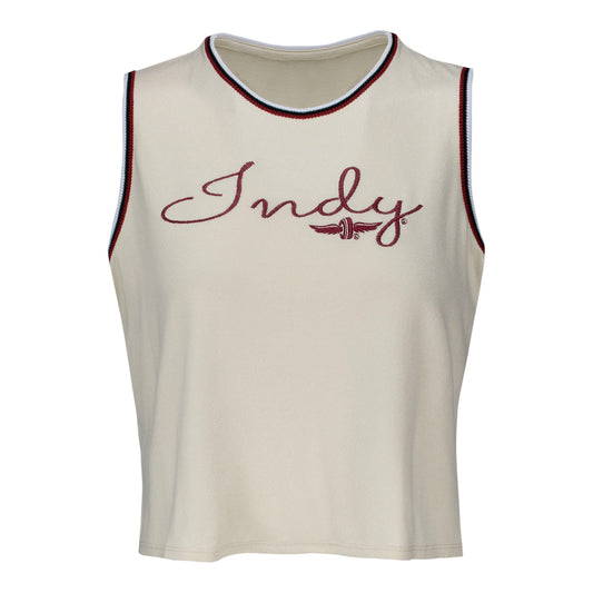 Ladies Wing Wheel Flag Leisure Tank in White - Front View