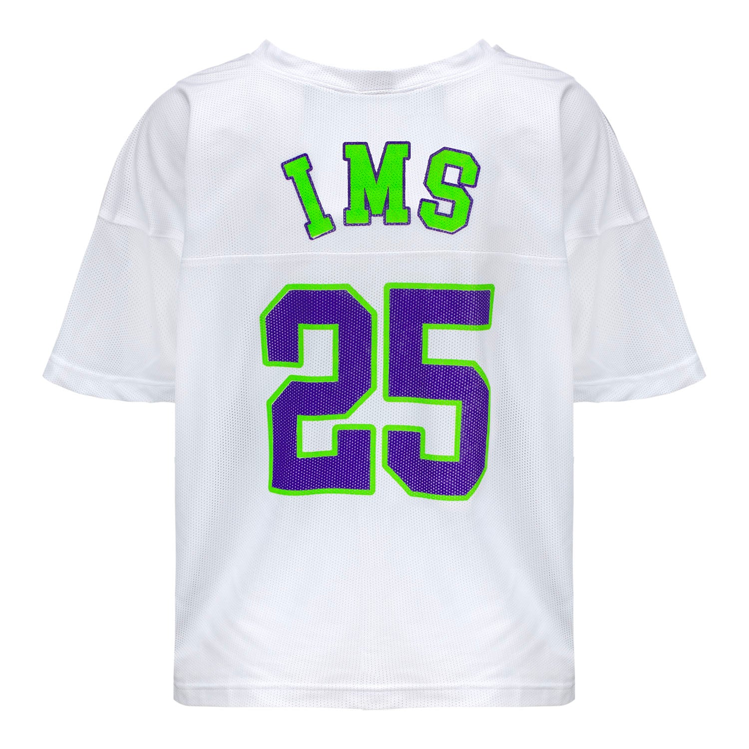 Ladies Indy 500 Cropped Football Jersey in White - Back View