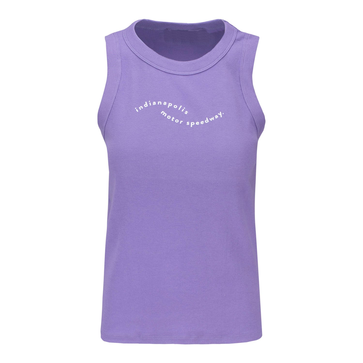 Ladies Indianapolis Motor Speedway Waves Ribbed Tank Top in Purple - Front View