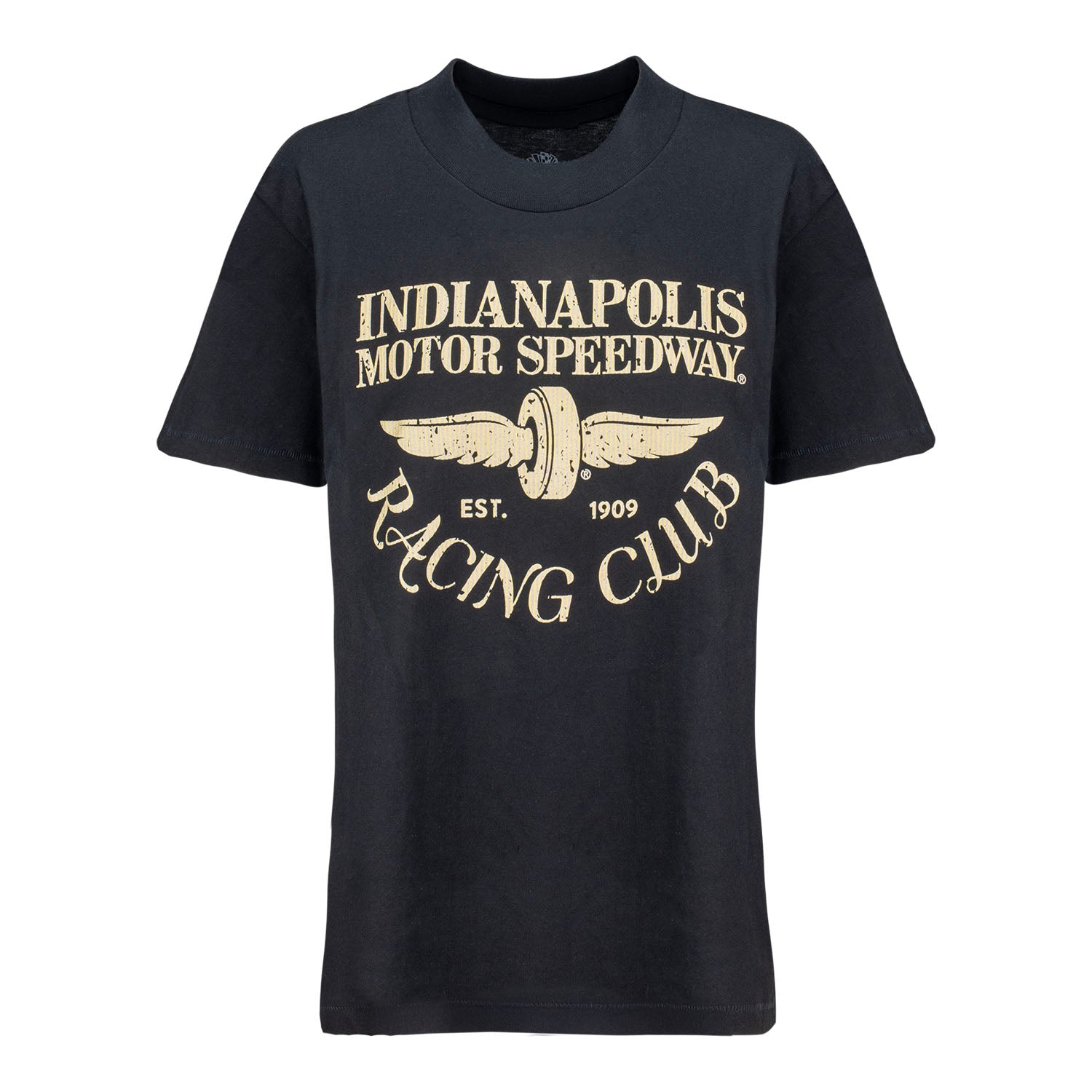 Ladies Indianapolis Motor Speedway Racing Club T-Shirt in Black - Front View