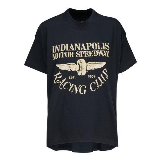 Ladies Indianapolis Motor Speedway Racing Club T-Shirt in Black - Front View