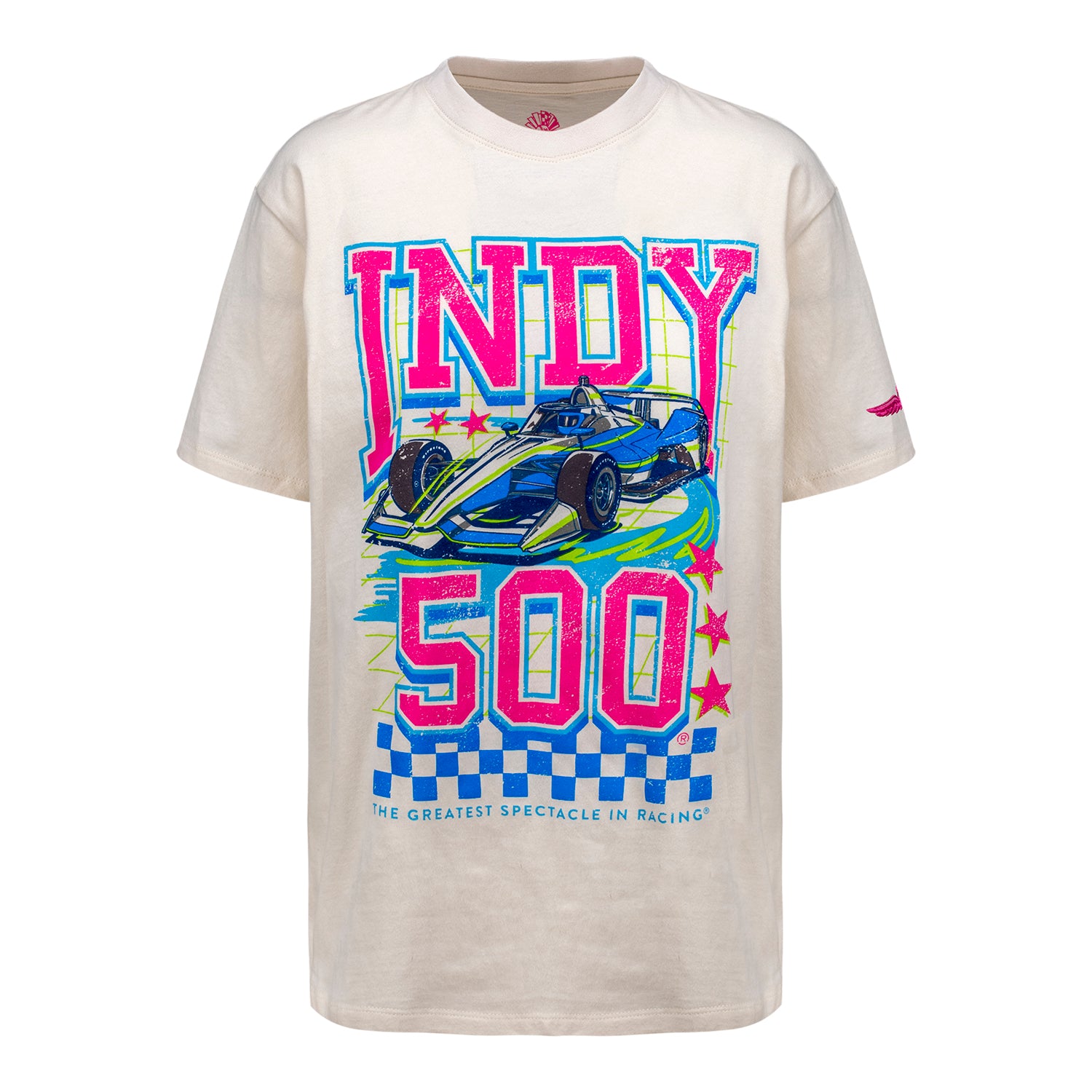 Ladies Indianapolis Motor Speedway Boyfriend T-Shirt in White - Front View