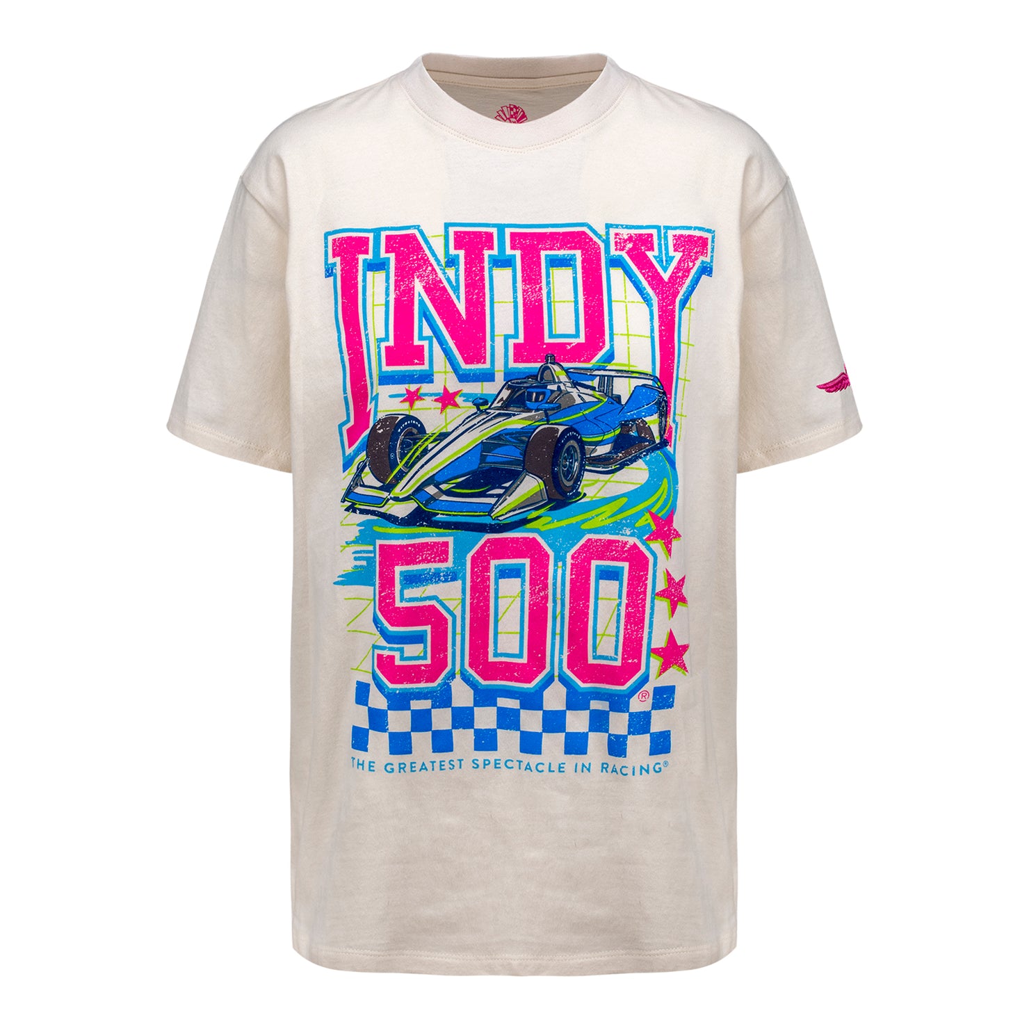 Ladies Indianapolis Motor Speedway Boyfriend T-Shirt in White - Front View