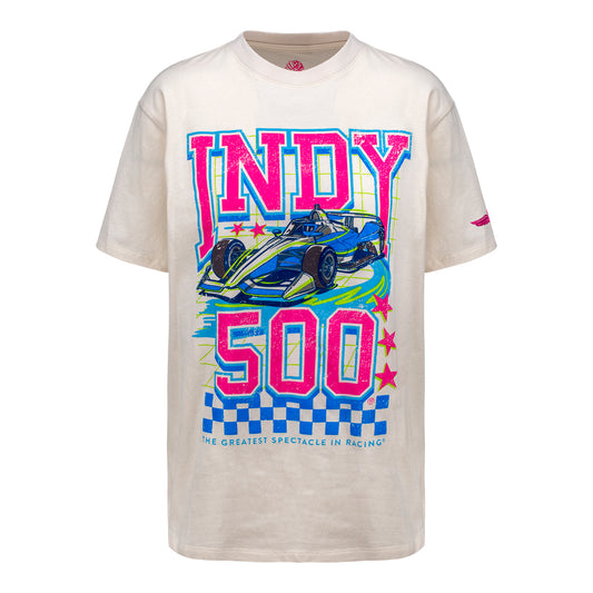 Ladies Indianapolis Motor Speedway Boyfriend T-Shirt in White - Front View