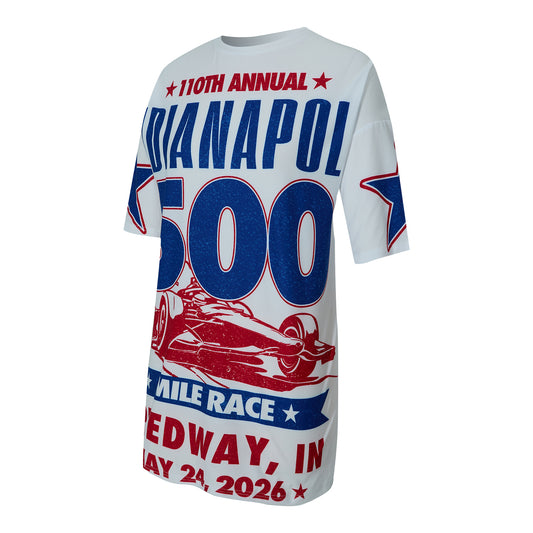 Ladies Indy 500 Nightshirt in Red, White , and Blue - Front View