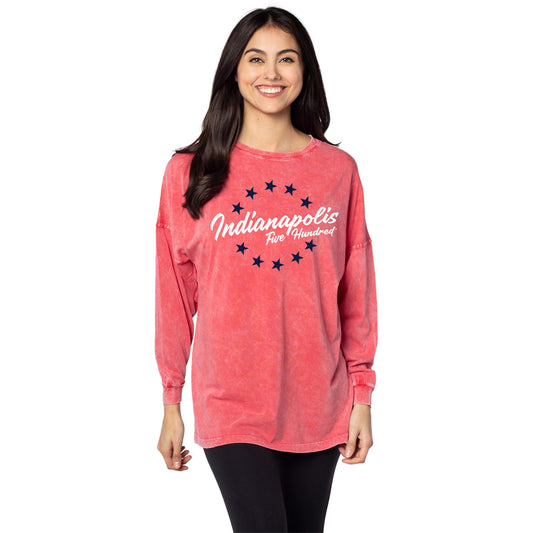 Ladies Indy 500 Stars Big Shirt in pink - Front View